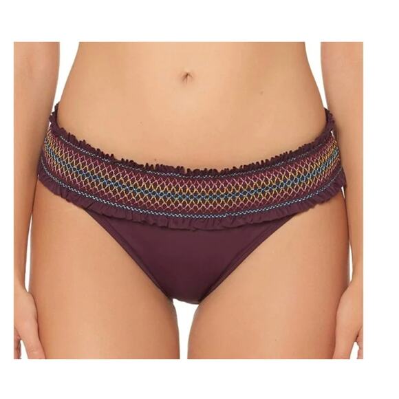 Bleu Rod Beattie AUBERGINE Purple Rainbow Band Bikini Swim Bottom US 14 NWT - Picture 1 of 3